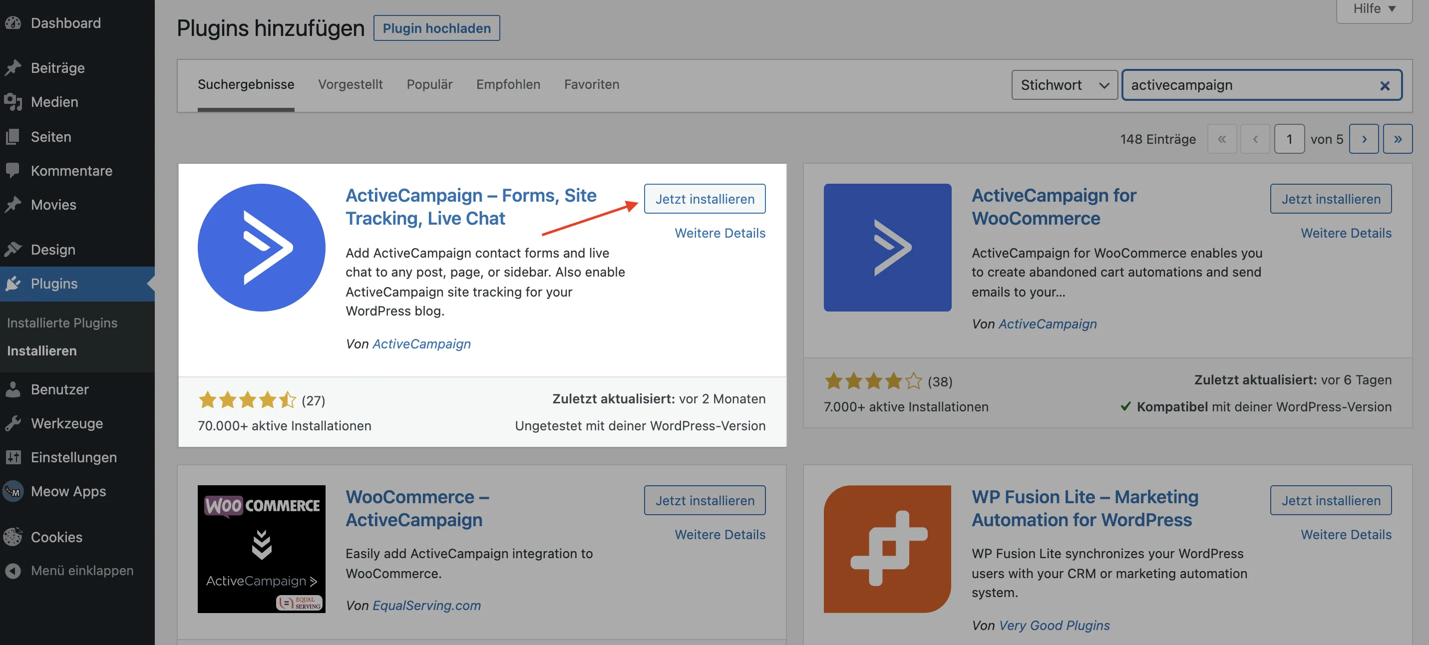 activecampaign plugin installation wordpress