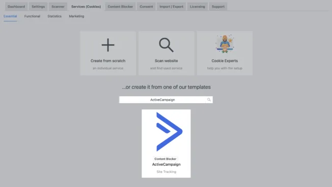activecampaign service template real cookie banner