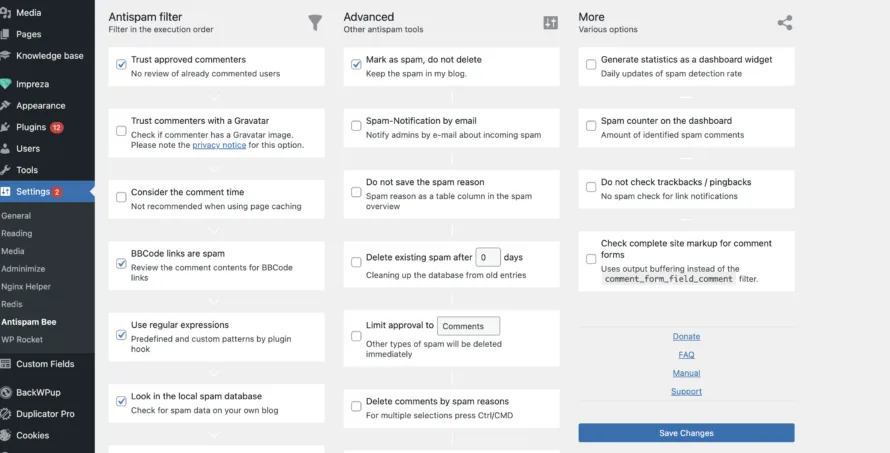 Antispan Bee Settings