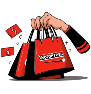 Black Friday deals in a red bag