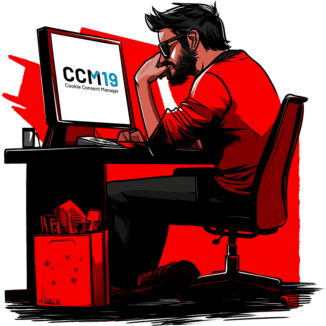 Webmaster sitting in front of a computer wondering if there is a Black Friday deal for CCM19