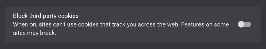 Chrome incognito mode screenshot block 3rd party cookies