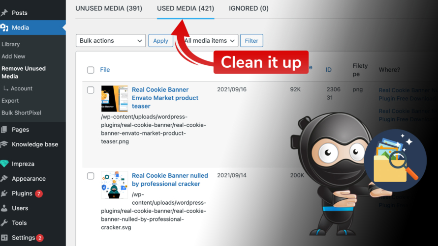 Clean up of unused media in youe WordPress media library