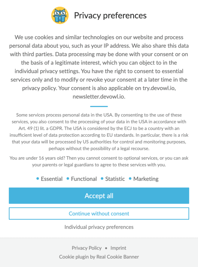 cookie banner example