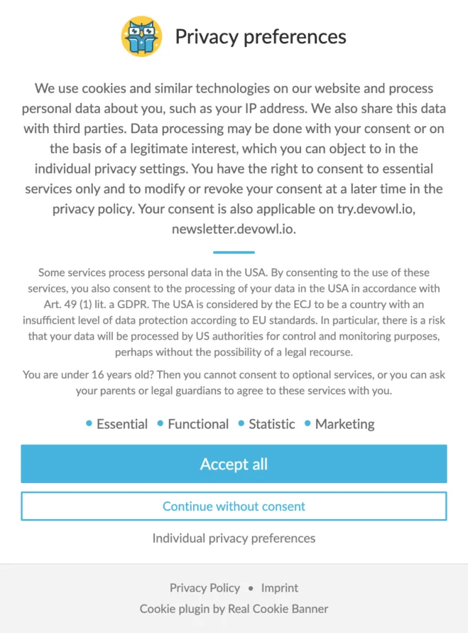 cookie banner example