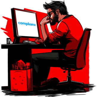 Webmaster sitting in front of a computer wondering if there is a Black Friday deal for Complianz