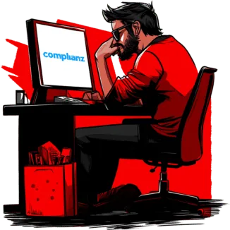 Webmaster sitting in front of a computer wondering if there is a Black Friday deal for Complianz