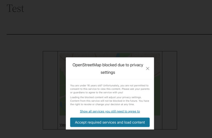 openstreetmap gdpr cookie service content blocked example