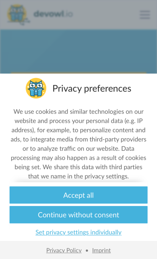 Cookie Banner with mobile optimization