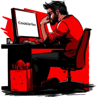 Webmaster sitting in front of a computer wondering if there is a Black Friday deal for CookieYes