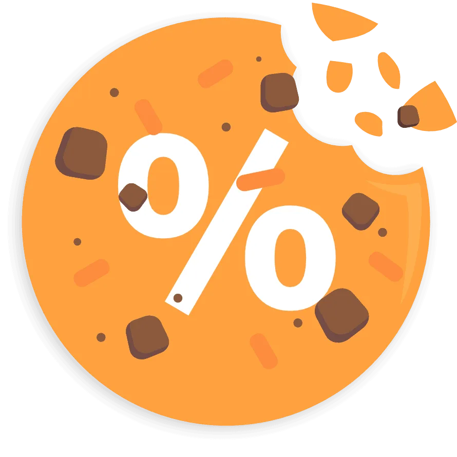 Cookie icon with percent symbol