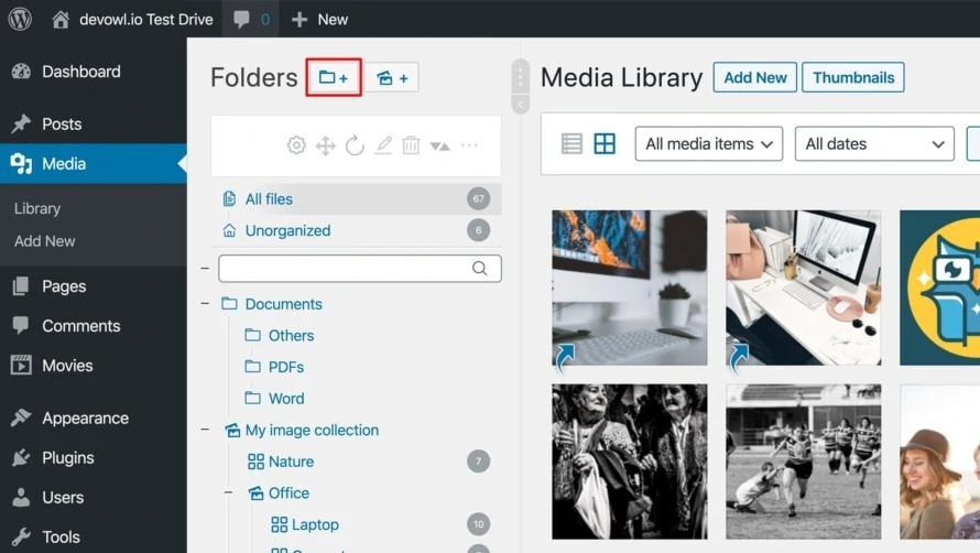 Create a new folder with Real Media Library
