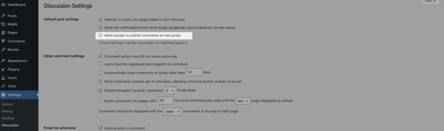 Deactivate Comments WordPress