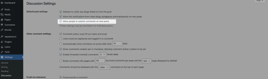 Deactivate Comments WordPress