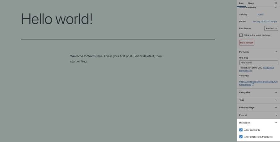 Disabling Comments Gutenberg Editor