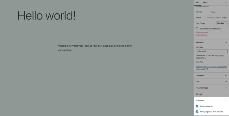 Disabling Comments Gutenberg Editor