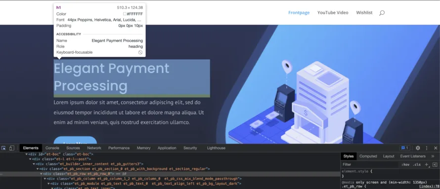 Elemente untersuchen Website