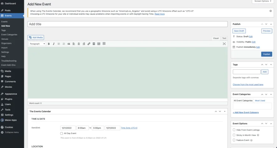 The Events Plugin Creation Event