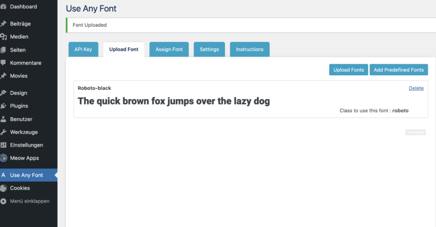 Font hochladen Plugin