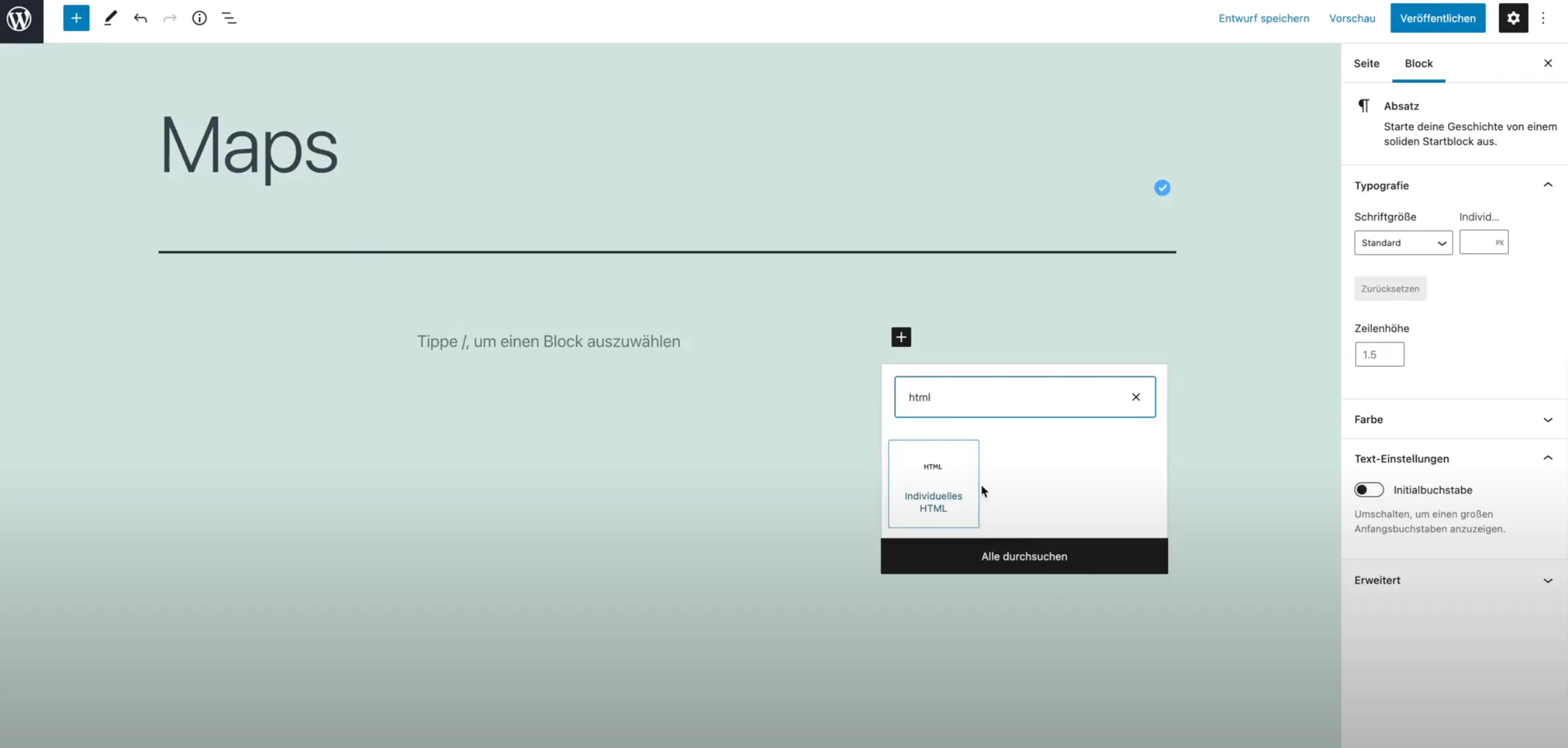 WordPress Creation of New HTML Block