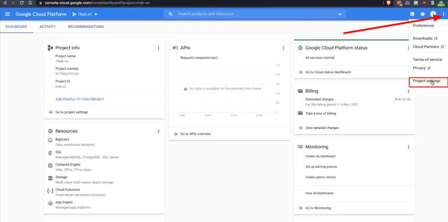 Google Cloud Settings