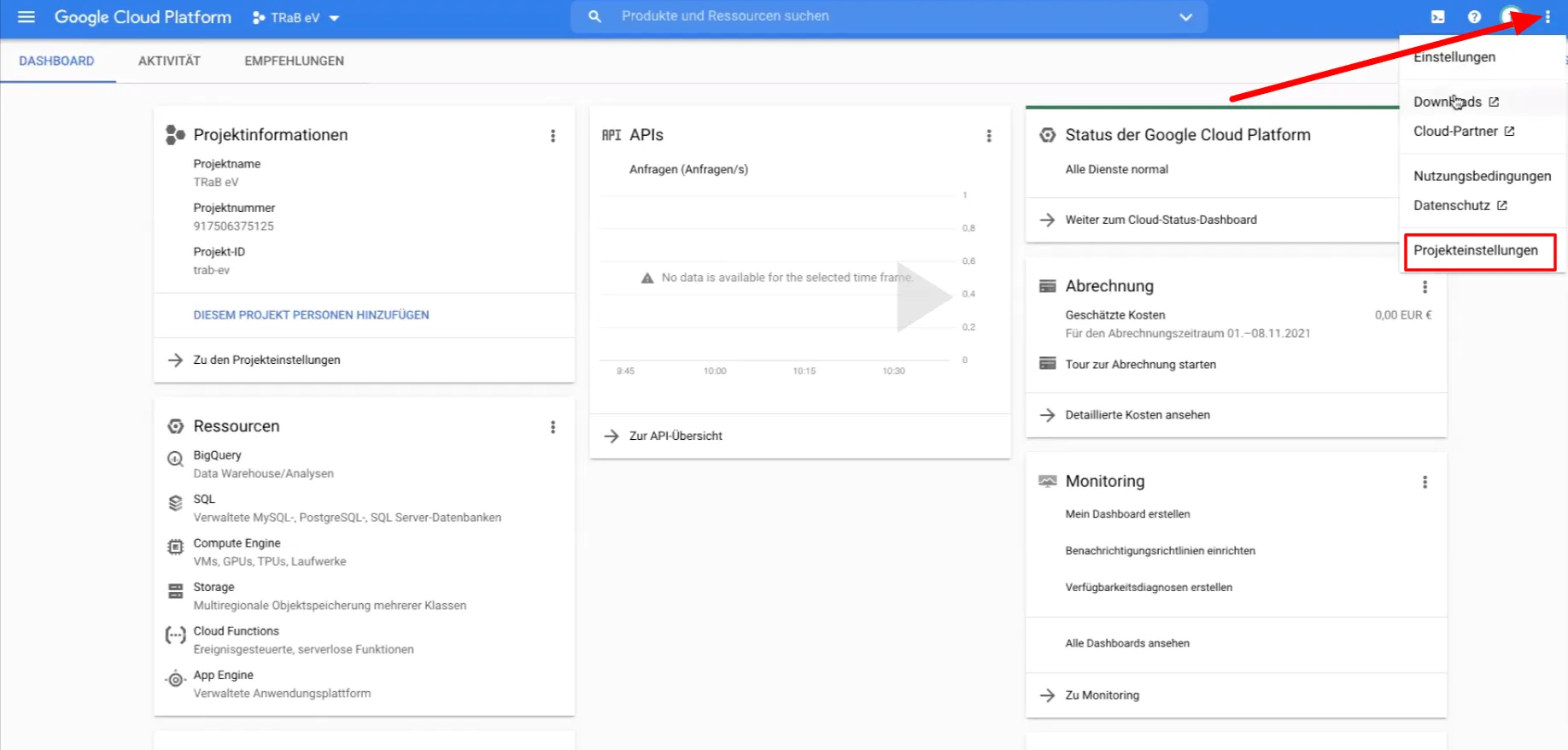 Google Cloud Settings