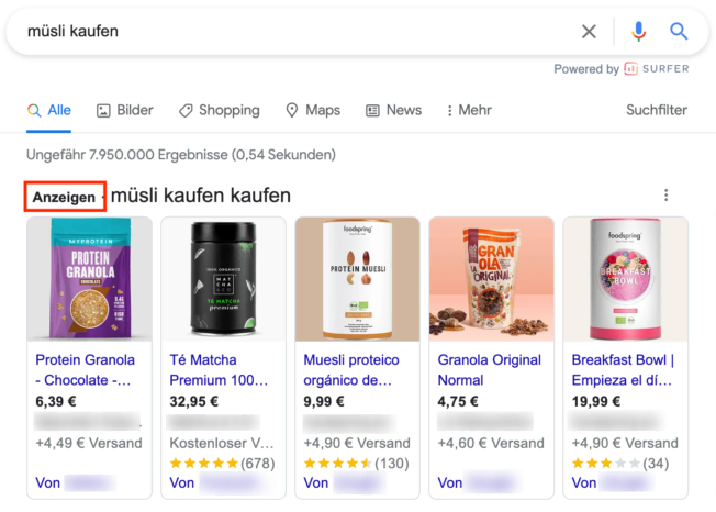 Google Ads Beispiel Shopping