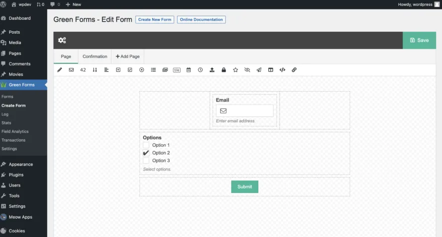 Greenforms Creation New Form