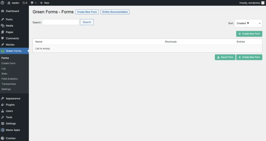 Green Forms Settings