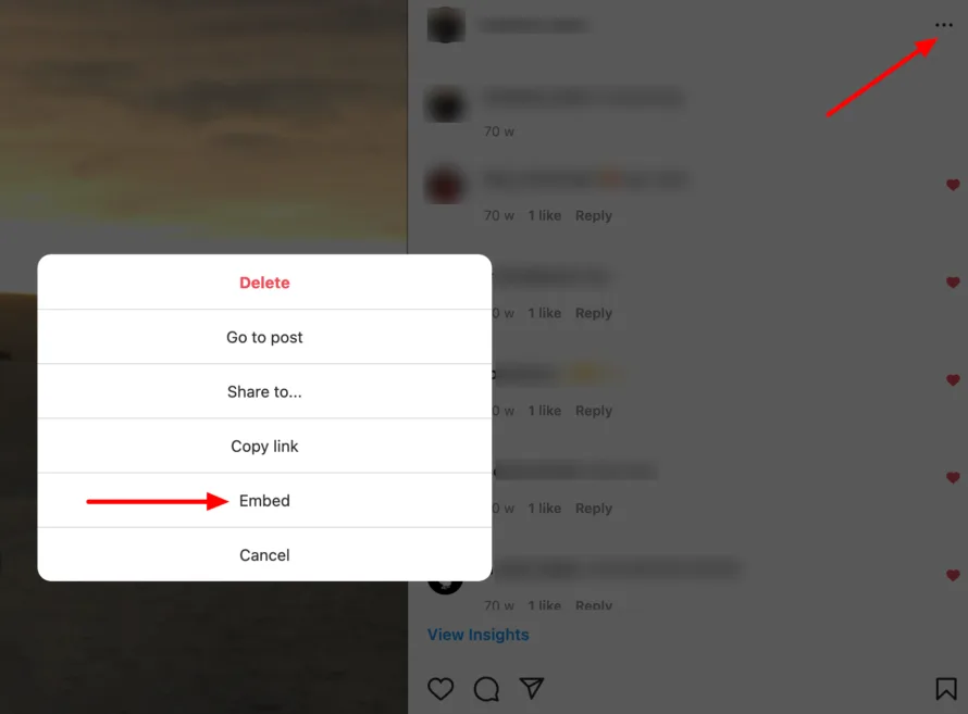 Instagram Post Code Embed