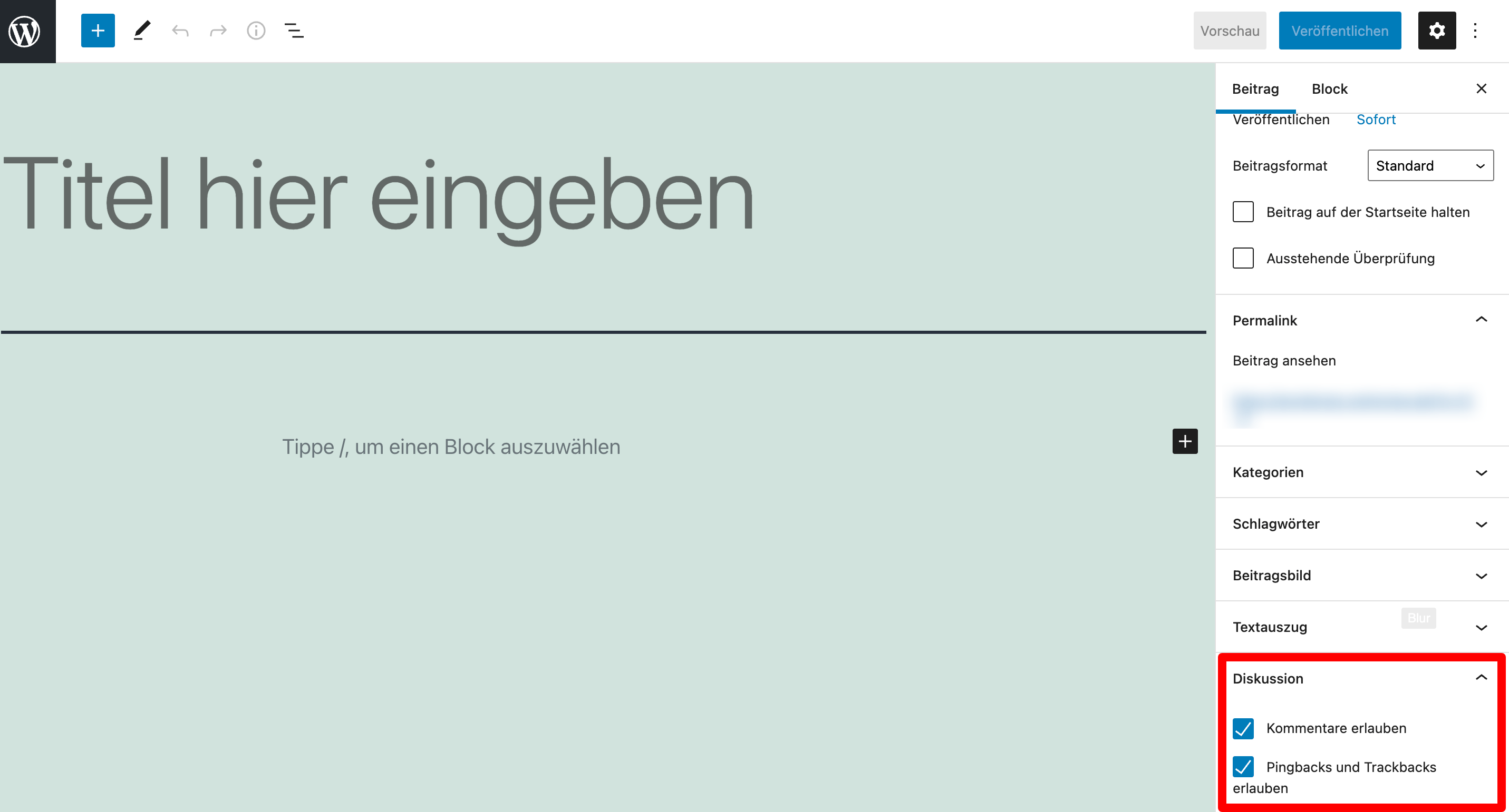 Disabling Comments Gutenberg Editor