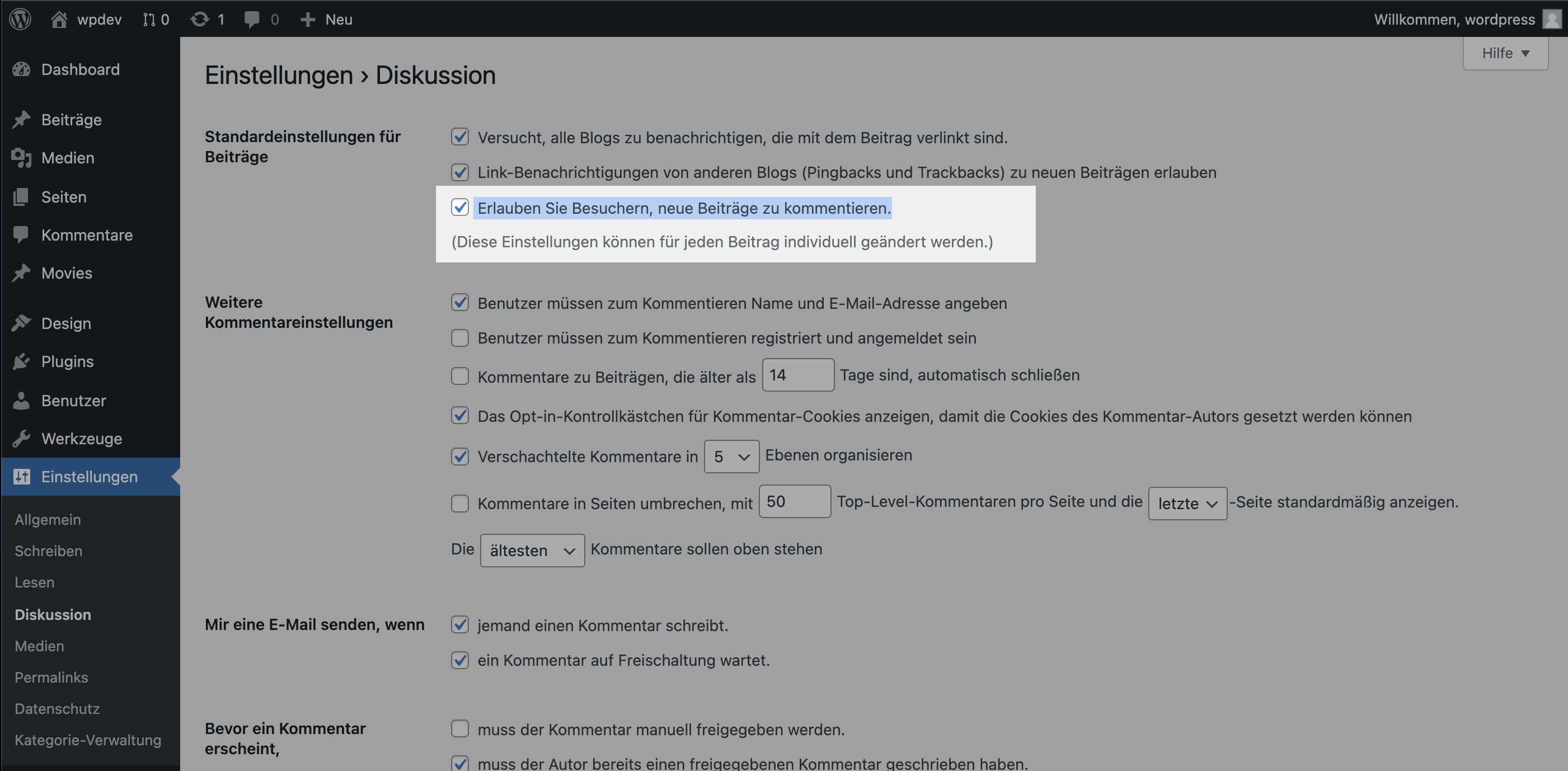 Deactivate Comments WordPress