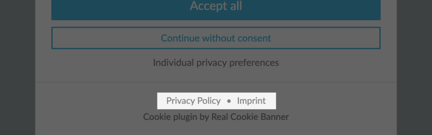 link to privacy policy and imprint in cookie banner