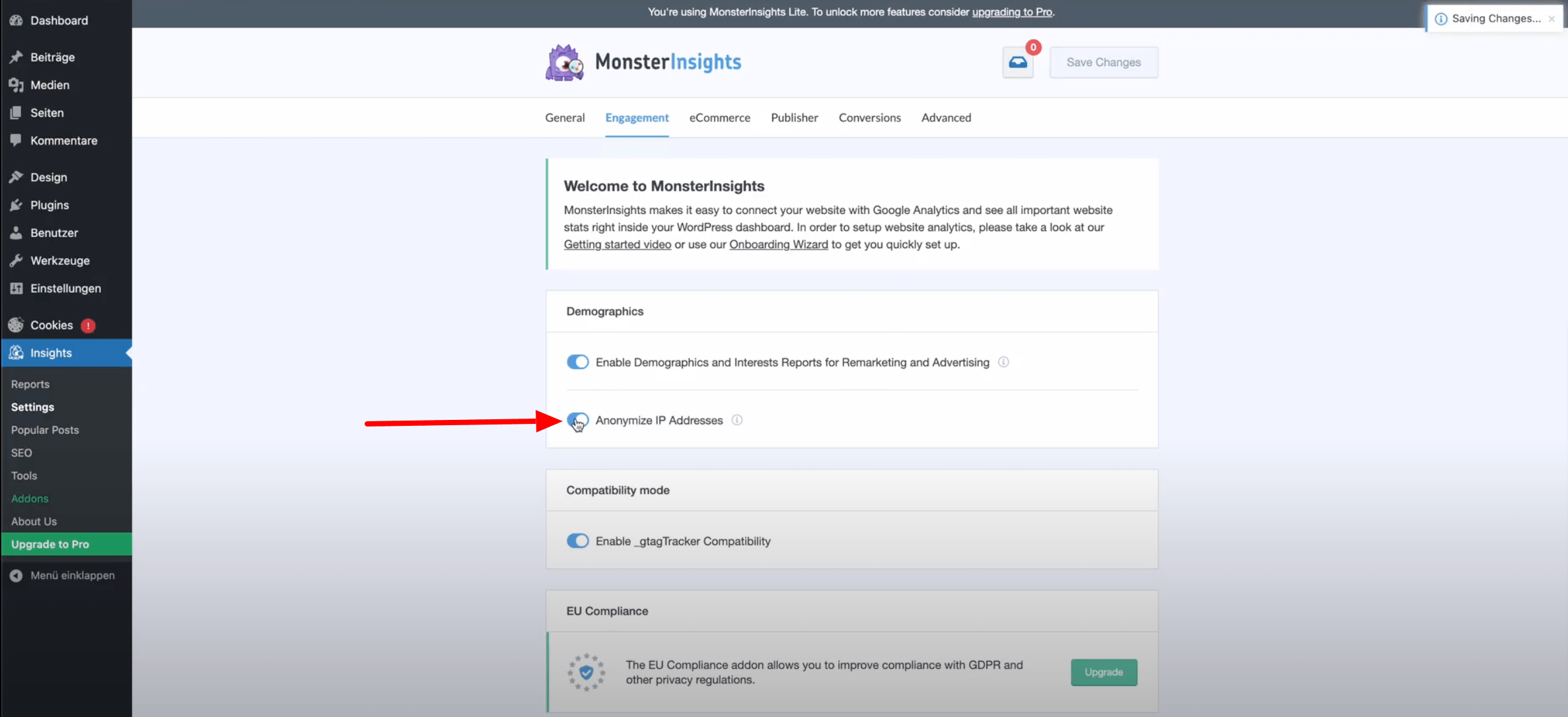 MonsterInisghts Settings