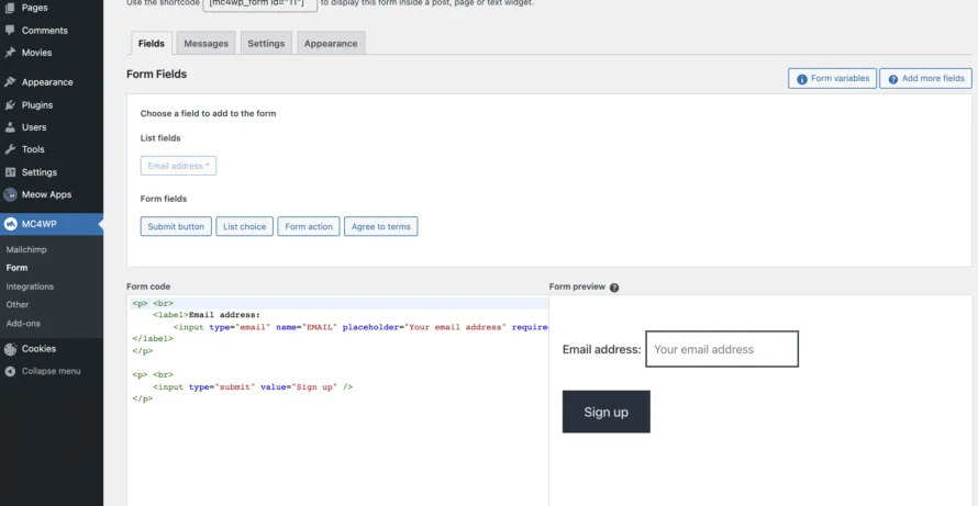 MailChimp Form Creation