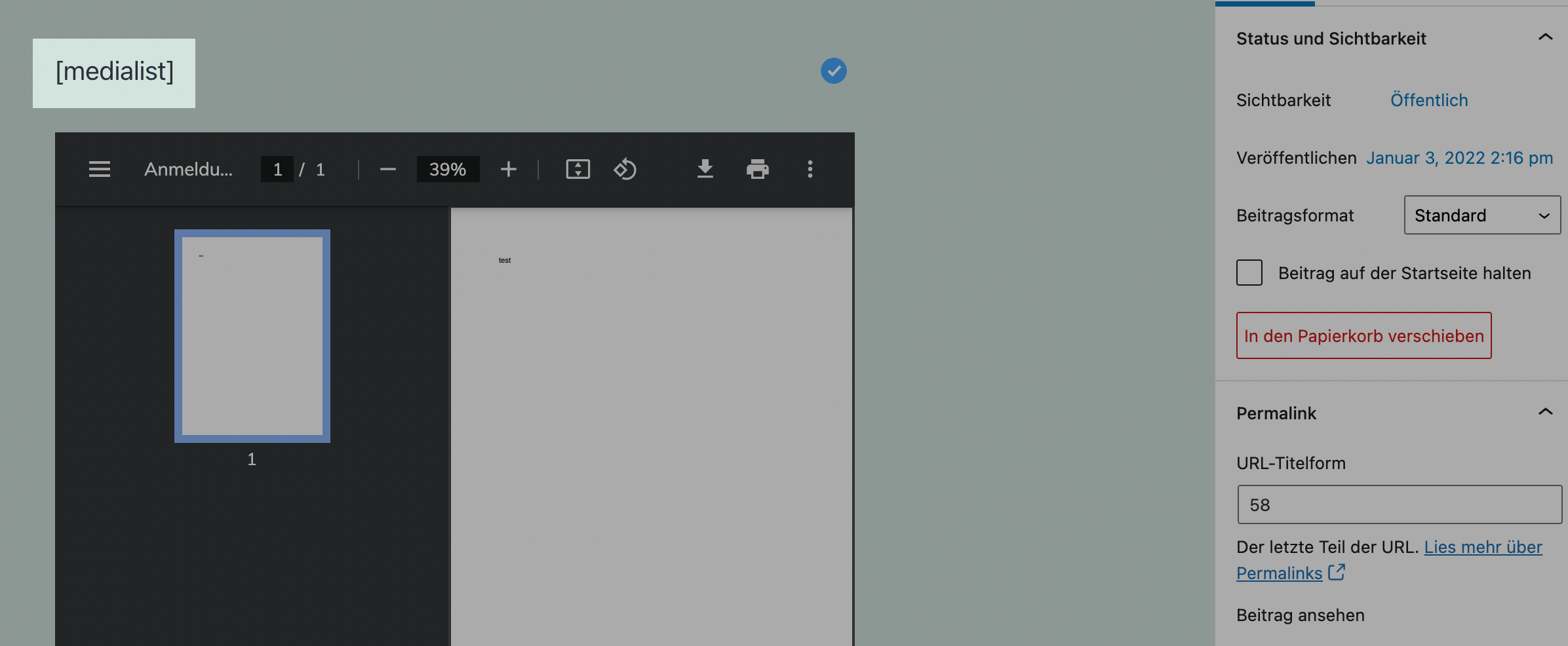 Insert Medialist WordPress