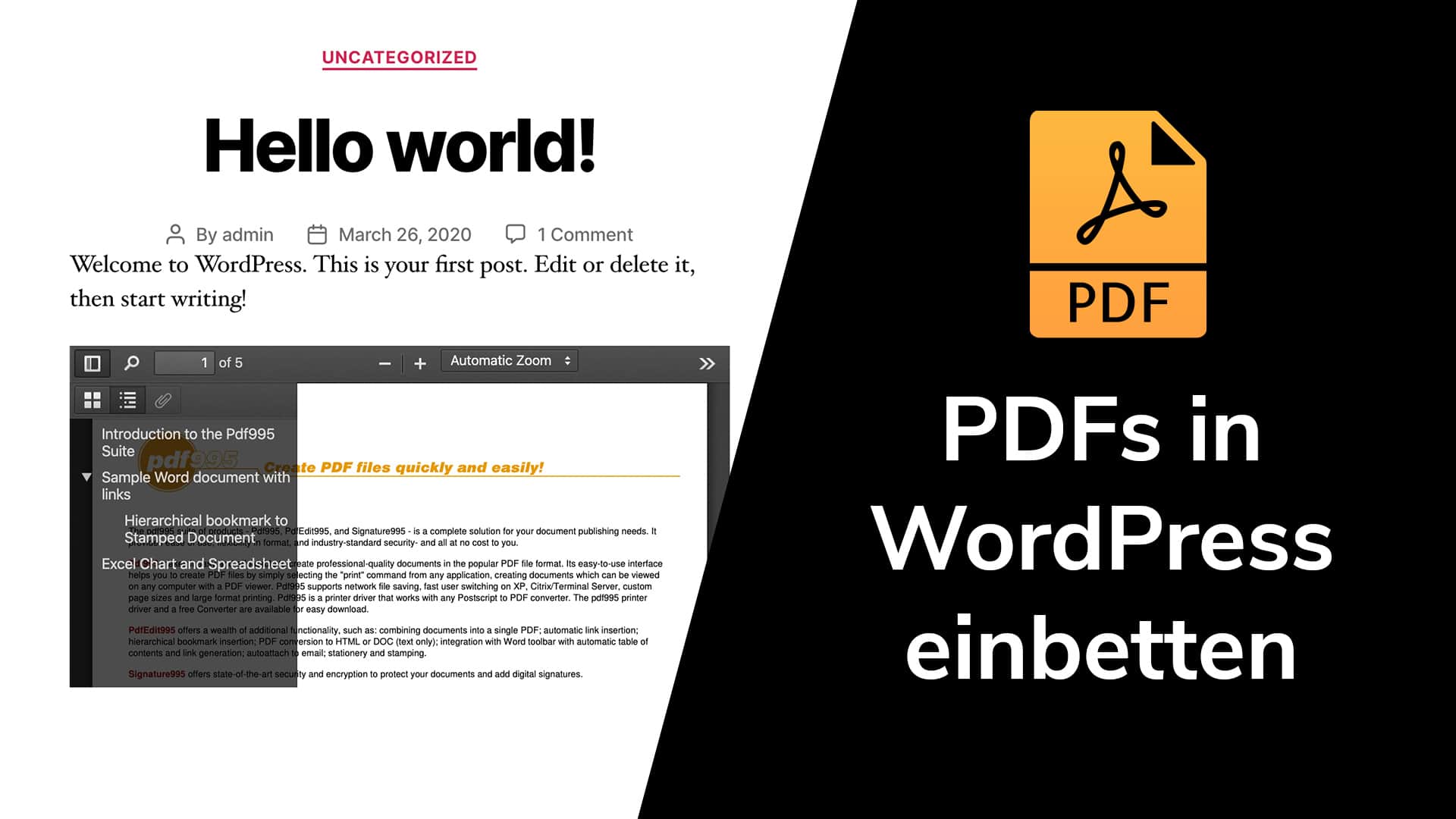 PDFs in WordPress einbettet