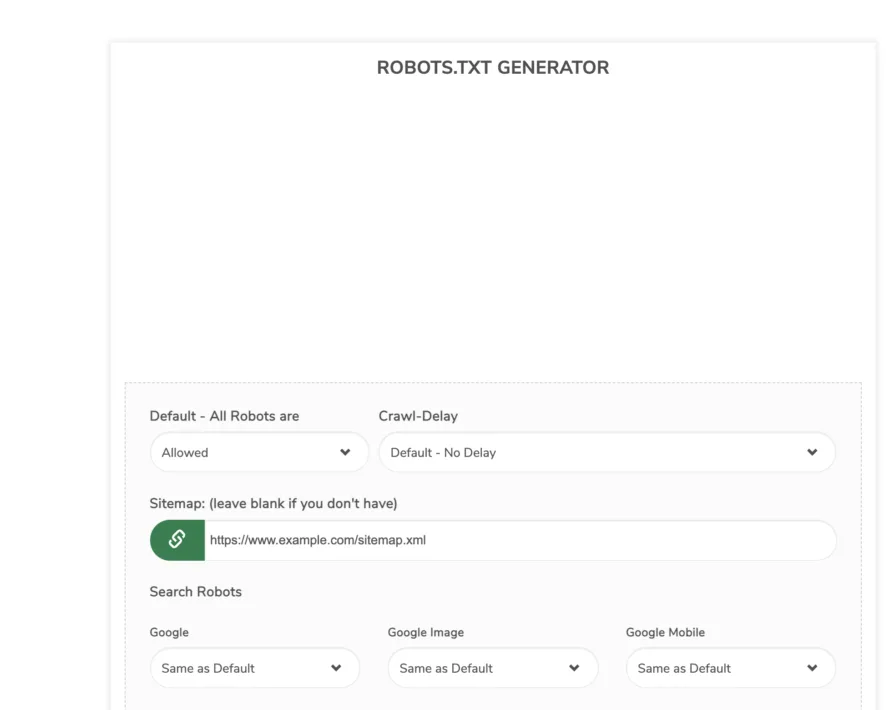 robots.txt Generator Settings