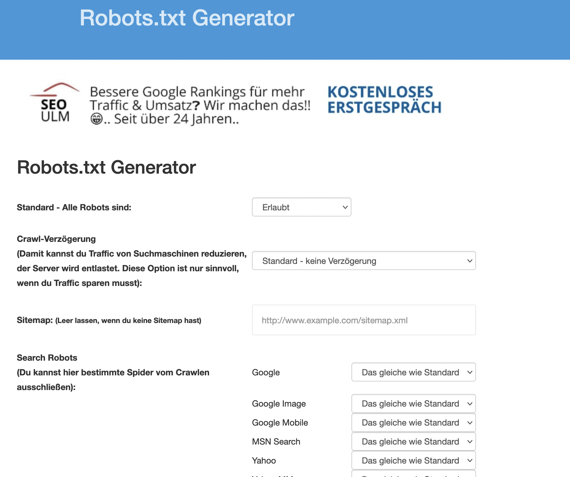 robots.txt Generator Settings
