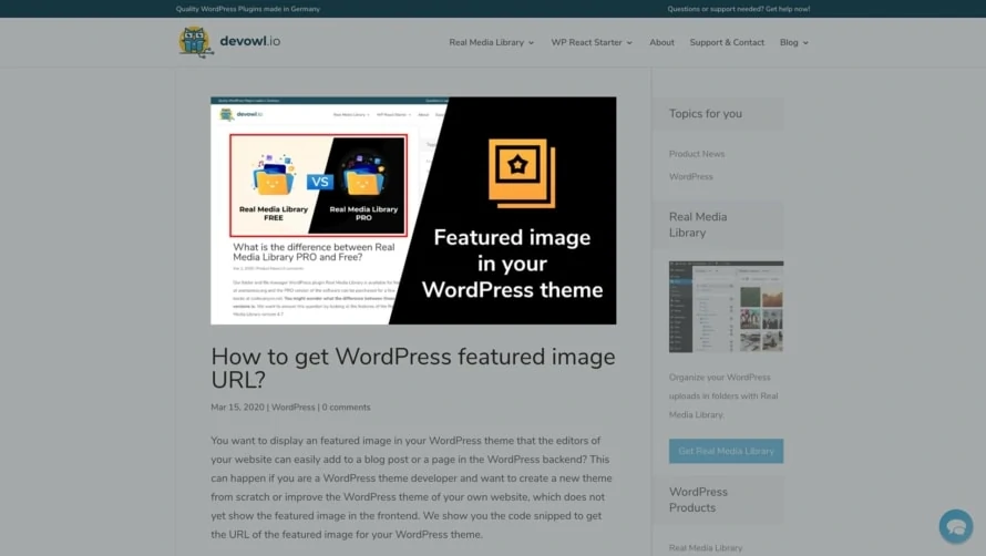 Show the featured image in the frontend of your WordPress website