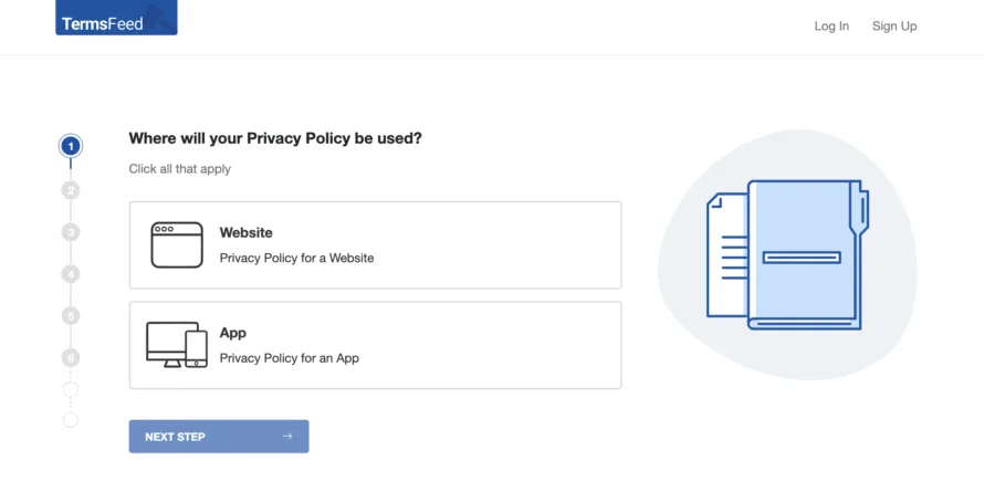termsfeed generator screenshot