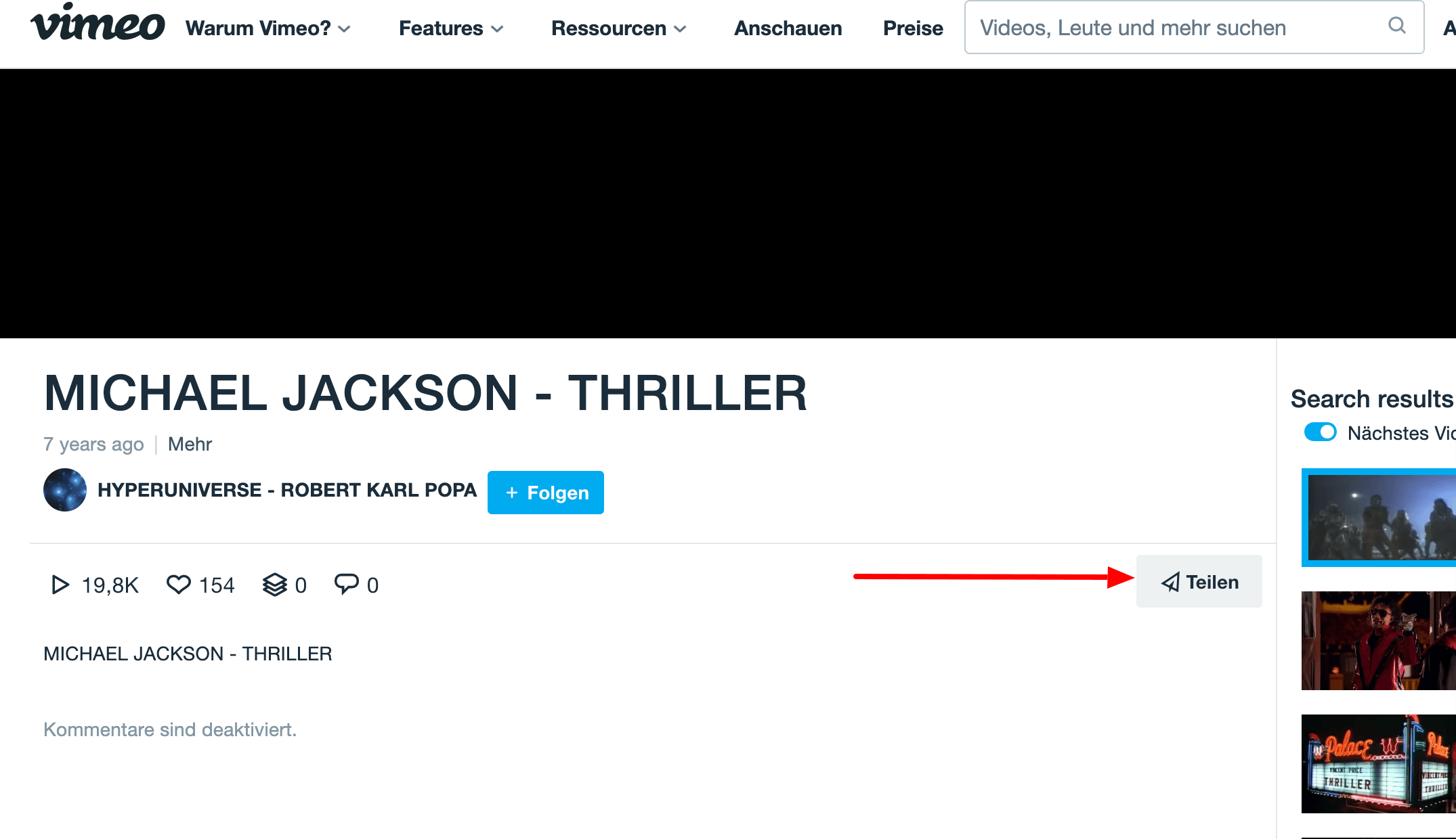 Vimeo Video Share Button