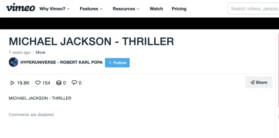 Vimeo Video Share Button