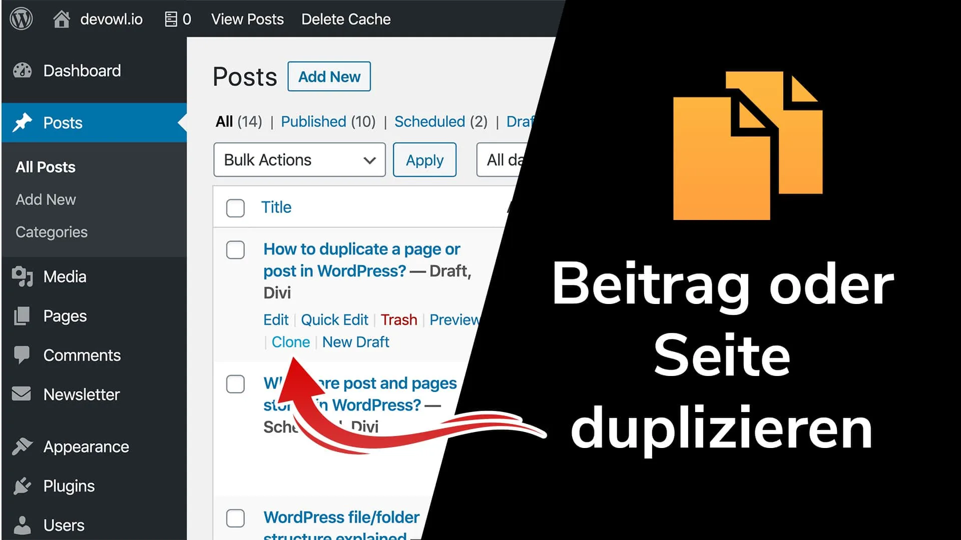 Duplizieren oder Klonen von Beiträgen und Seiten
