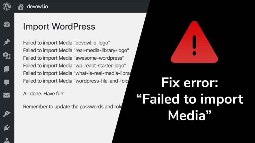 WordPress error – failed to import media