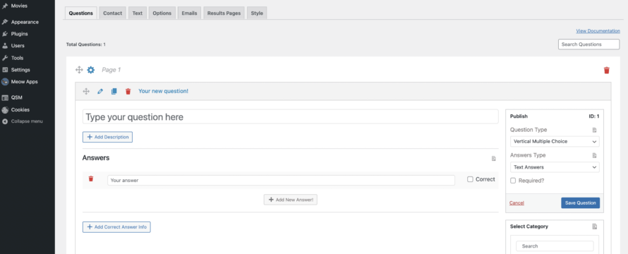 WordPress Quiz Creation