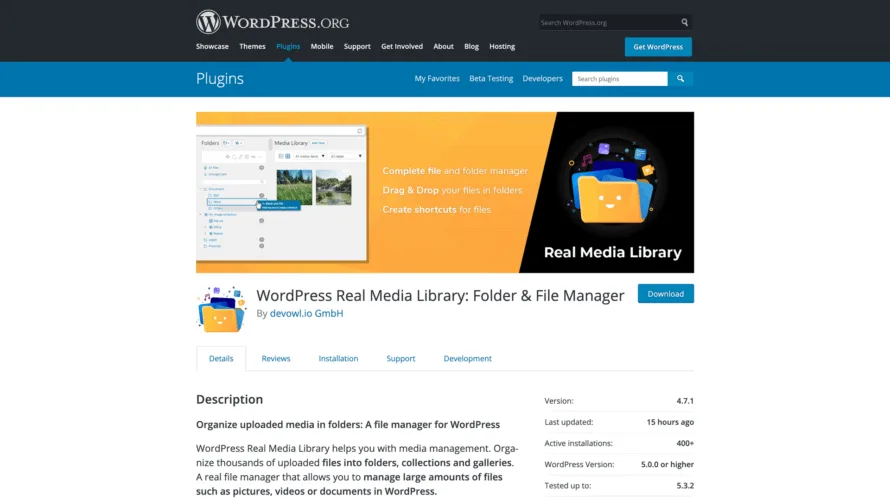 WordPress Real Media Library auf wordpress.org