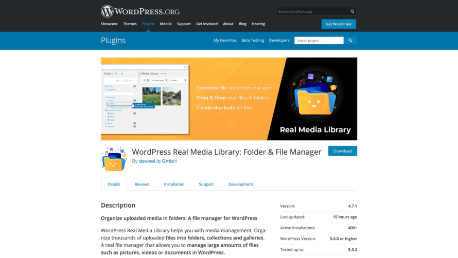 WordPress Real Media Library on wordpress.org
