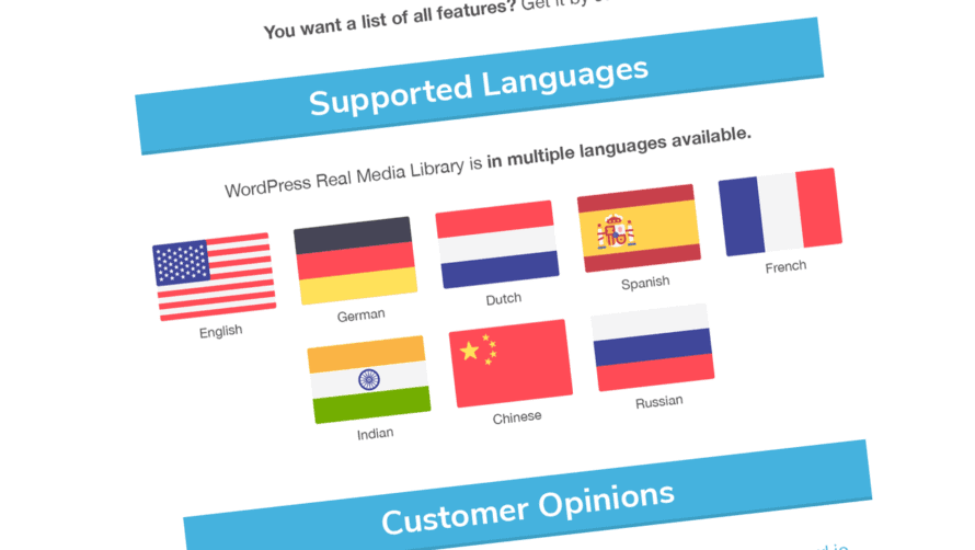 WordPress Real Media Library v4.6: Translation in eight languages