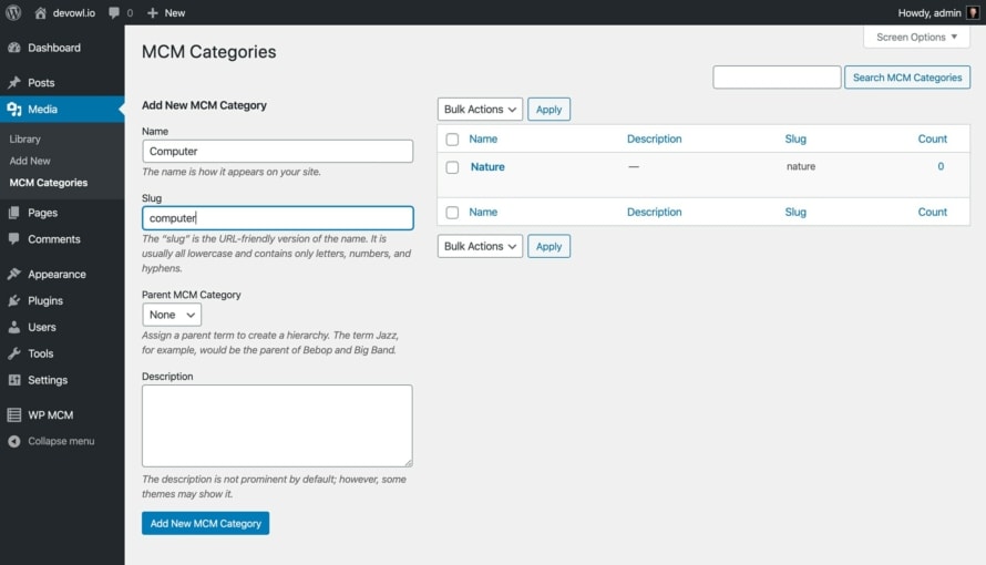 Step 1: Create a new category (tag)